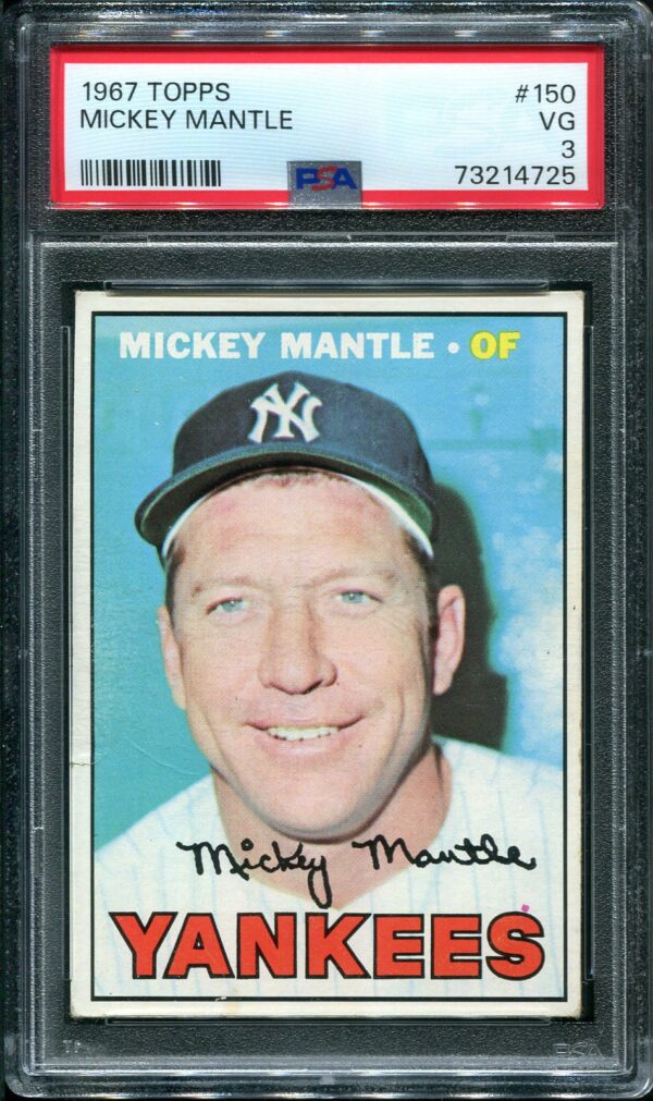 1967 Topps #150 Mickey Mantle PSA 3 Baseball Card Front