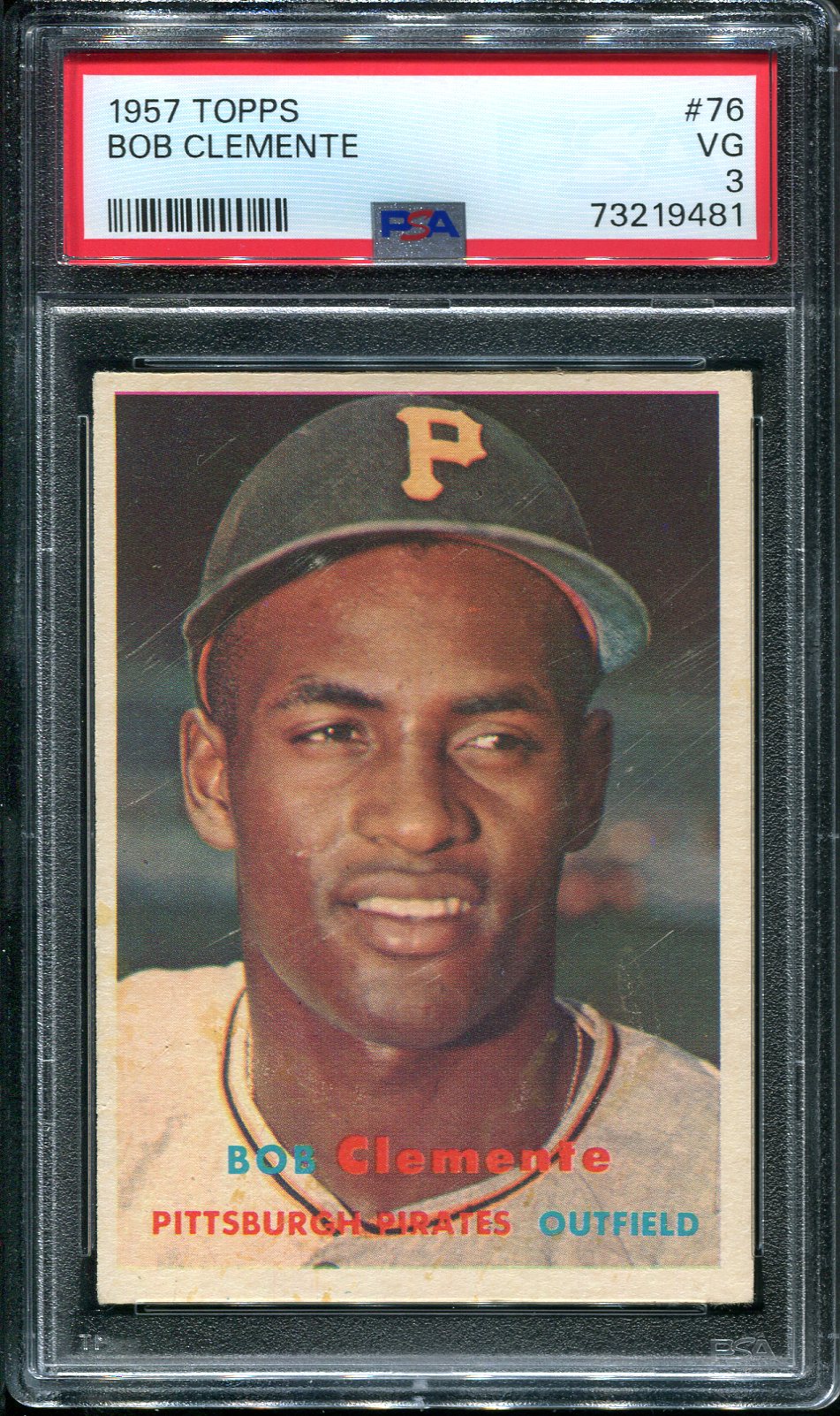 1957 Topps #76 Roberto Clemente PSA 3 HOF (73219481) - All Star Cards Inc