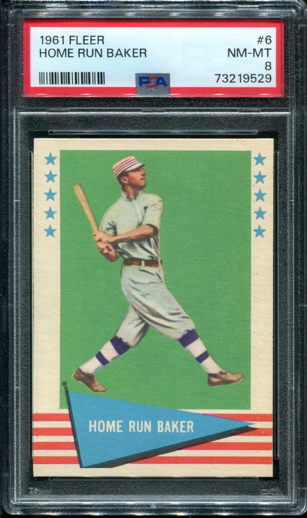 1961 Fleer #6 Home Run Baker PSA 8 Baseball Card