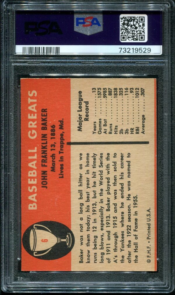 1961 Fleer #6 Home Run Baker PSA 8 Baseball Card