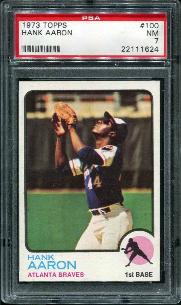 1973 Topps #100 Hank Aaron PSA 7 Baseball Card Front