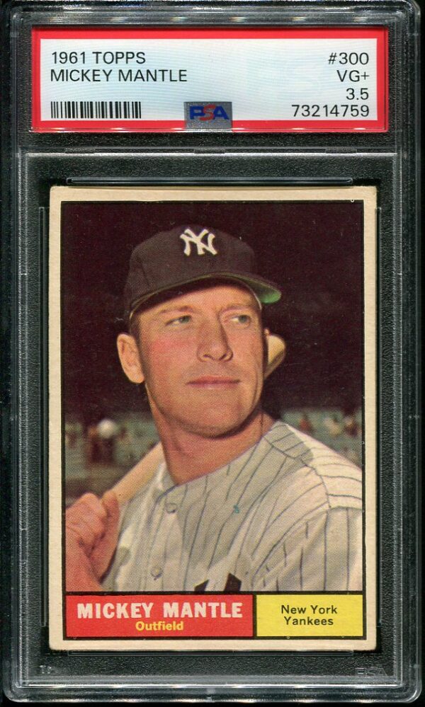 Authentic 1961 Topps #300 Mickey Mantle PSA 3.5 Baseball Card