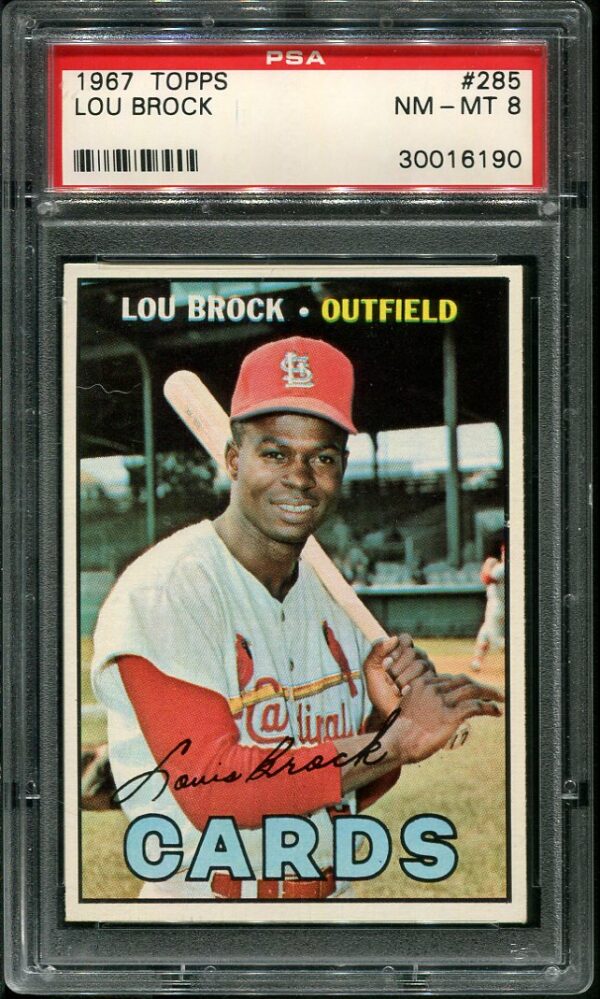 Authentic 1967 Topps #285 Lou Brock PSA 8 Baseball Card