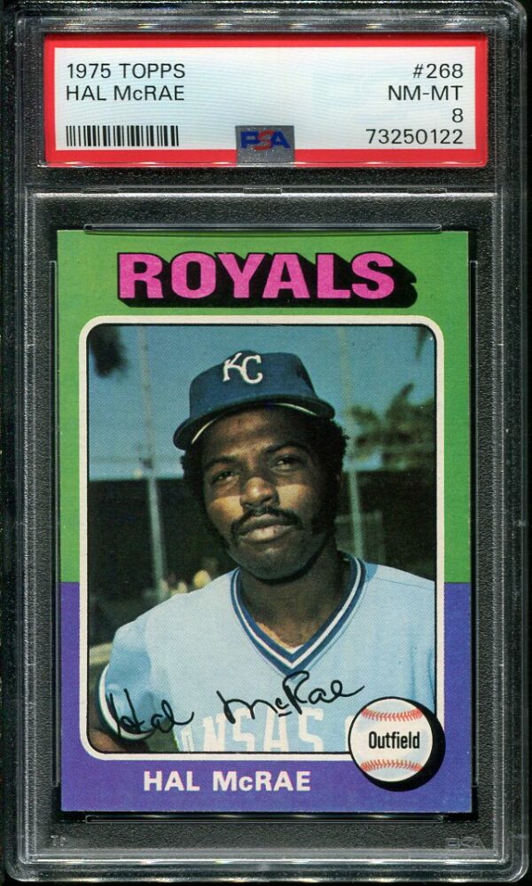 Authentic 1975 Topps #268 Hal McRae PSA 8 Baseball Card