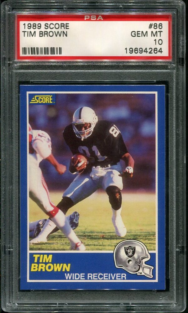 Authentic 1989 Score #86 Tim Brown PSA 10 Rookie Football Card