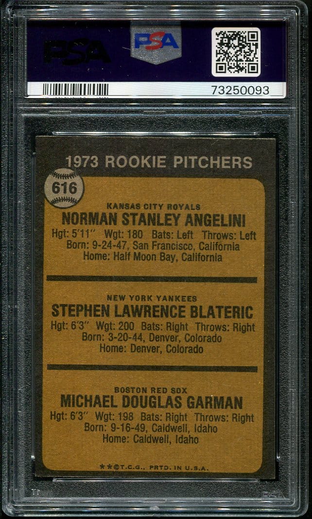 1973 Topps #616 Rookie Pitchers PSA 8 (73250093) - All Star Cards Inc