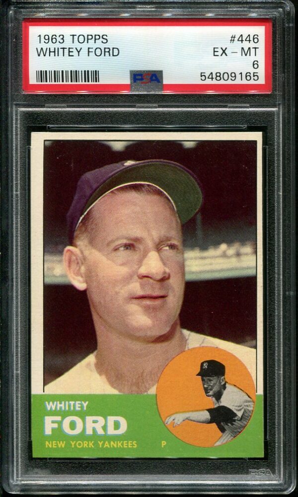 Authentic 1963 Topps #446 Whitey Ford PSA 6 Baseball Card