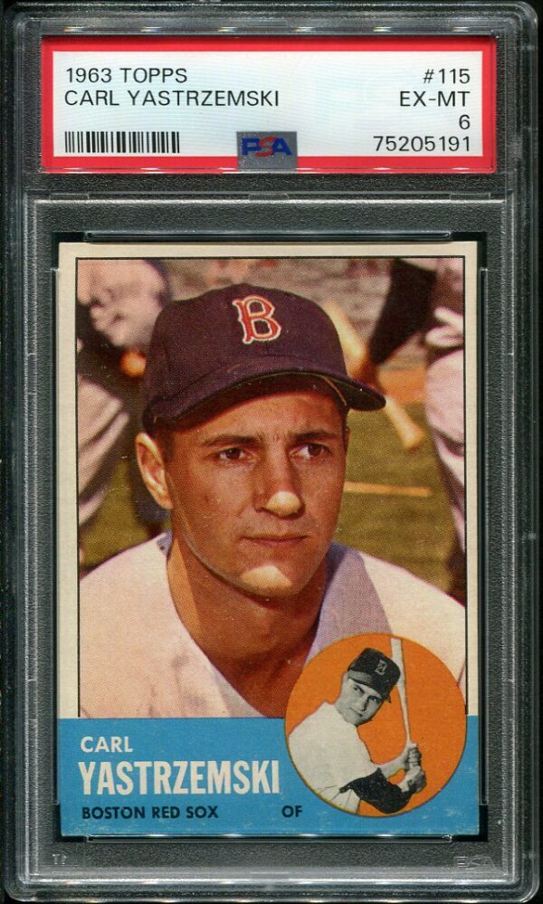 Authentic 1963 Topps #115 Carl Yastrzemski PSA 6 Baseball Card