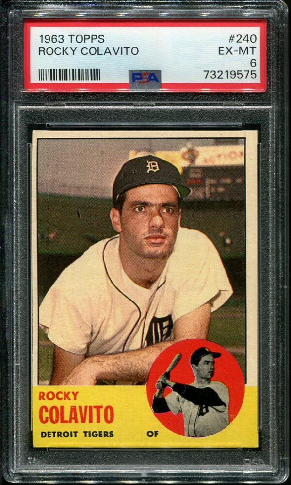 Authentic 1963 Topps #240 Rocky Colavito PSA 6 Baseball Card