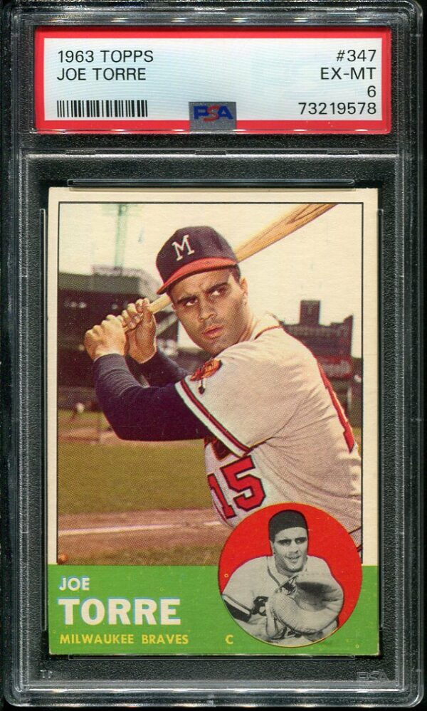 Authentic 1963 Topps #347 Joe Torre PSA 6 Baseball Card