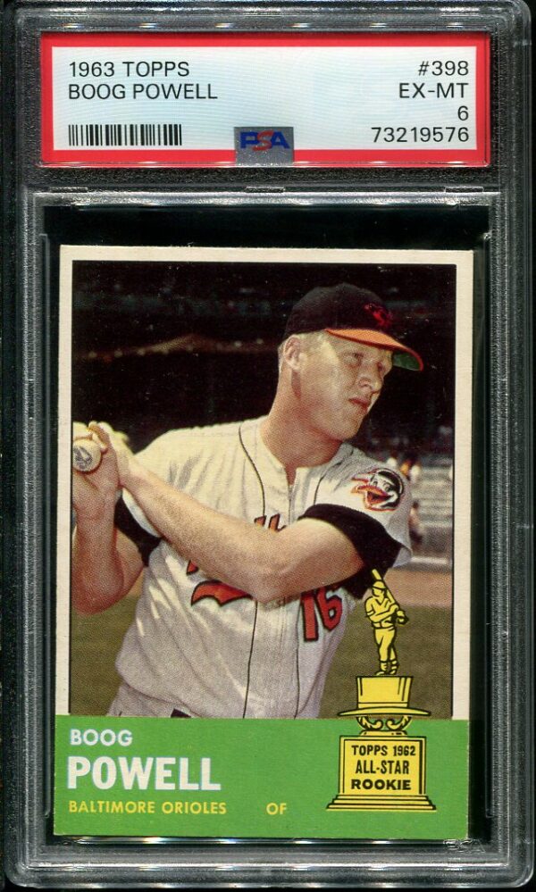 Authentic 1963 Topps #398 Boog Powell PSA 6 Baseball Card