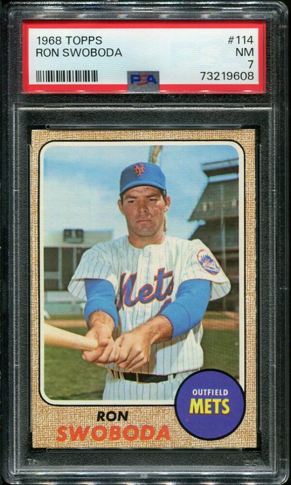 Authentic 1968 Topps #114 Ron Swoboda PSA 7 Baseball Card