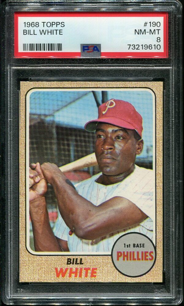 Authentic 1968 Topps #190 Bill White PSA 8 Baseball Card