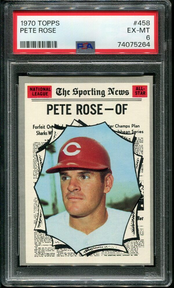 Authentic 1970 Topps #458 Pete Rose PSA 6 Baseball Card