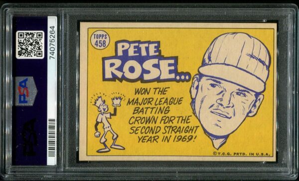 Authentic 1970 Topps #458 Pete Rose PSA 6 Baseball Card