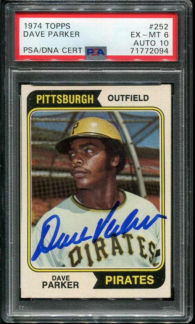 1974 Topps #252 Dave Parker Autographed RC PSA 6 Auto 10 (71772094 ...