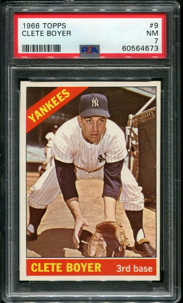 Authentic 1966 Topps #9 Clete Boyer PSA 7 Baseball Card