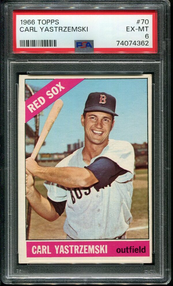 Authentic 1966 Topps #70 Carl Yastrzemski PSA 6 Baseball Card