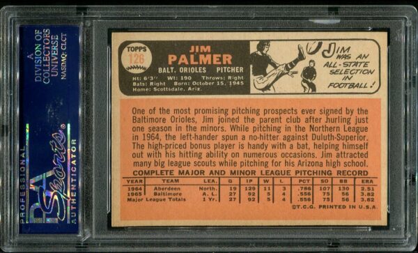 Authentic 1966 Topps #126 Jim Palmer PSA 7 Rookie Baseball Card