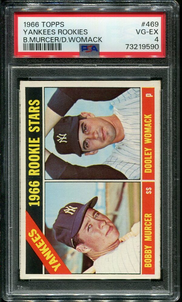 Authentic 1966 Topps #469 Yankees Rookies Bobby Murcer/Dooley Womack PSA 4 Baseball Card