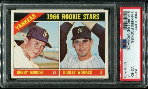 Authentic 1966 Topps #469 Yankees Rookies Bobby Murcer/Dooley Womack PSA 4 Baseball Card