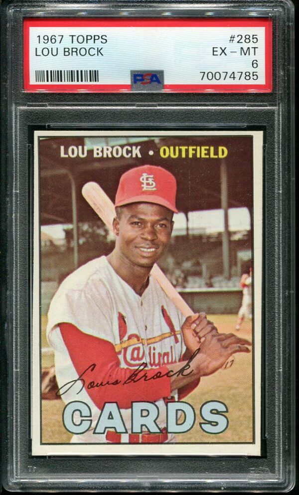 Authentic 1967 Topps #285 Lou Brock PSA 6 Baseball Card