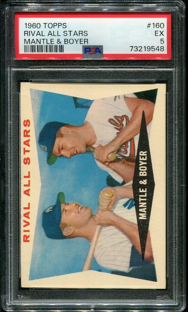 Authentic 1960 Topps #160 Rival All Stars Mickey Mantle/Ken Boyer PSA 5 Baseball Card