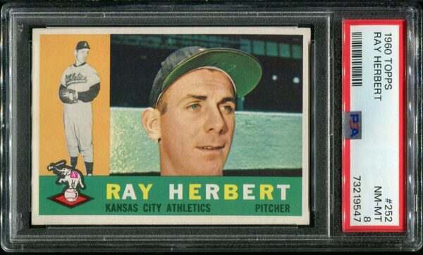 Authentic 1960 Topps #252 Ray Herbert PSA 8 Baseball Card