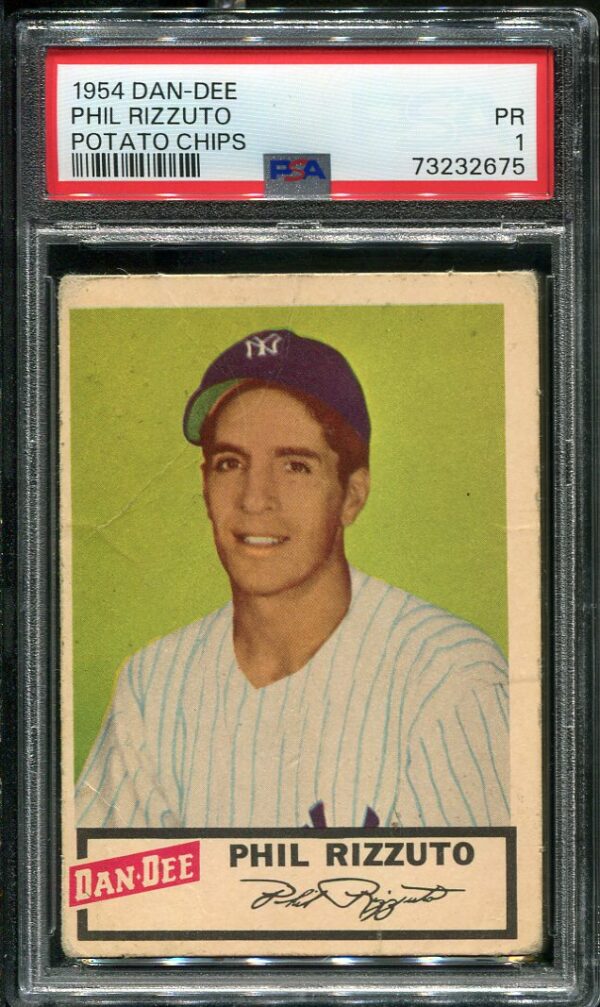 Authentic 1954 Dan-Dee Potato Chips Phil Rizzuto PSA 1 Baseball Card