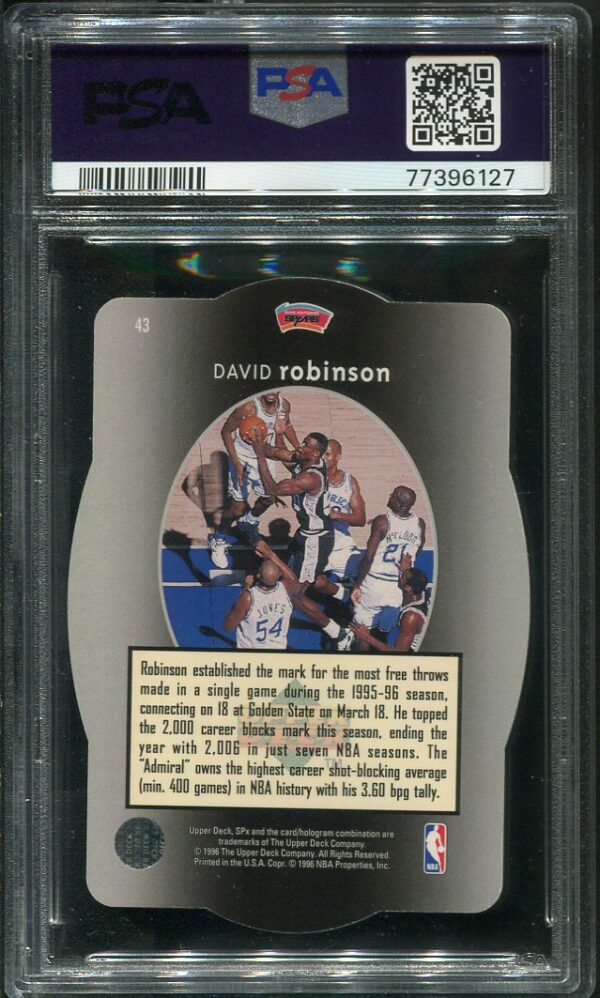 Authentic 1996 SPx #43 David Robinson PSA 9 Gold Basketball Card