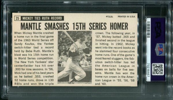 1964 Topps Giants #25 Mickey Mantle PSA 5