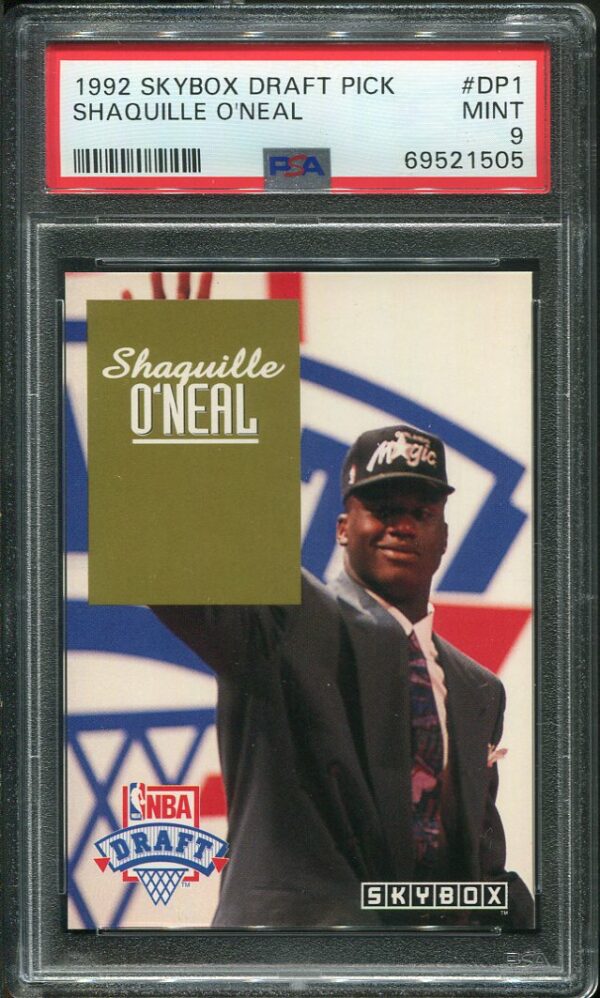 Authentic 1992 Skybox Draft Pick #DP1 Shaquille O'Neal PSA 9 Rookie Basketball Card