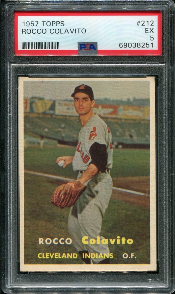 Authentic 1957 Topps #212 Rocky Colavito PSA 5 Baseball Card