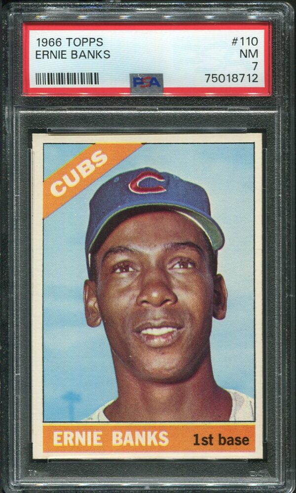 Authentic 1966 Topps #110 Ernie Banks PSA 7 Baseball Card