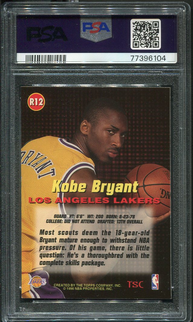 1996 Stadium Club #R12 Kobe Bryant Rookies 1 RC PSA 7 HOF (77396104 ...