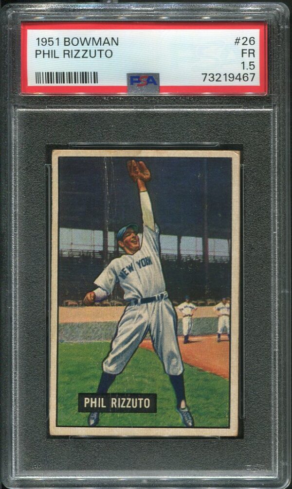 Authentic 1951 Bowman #26 Phil Rizzuto PSA 1.5 Baseball Card