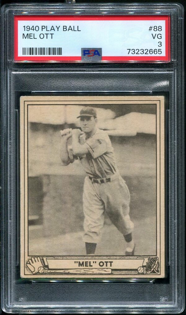 Authentic 1940 Play Ball #88 PSA 3 Vintage Baseball Card