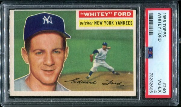 Authentic 1956 Topps #240 Whitey Ford PSA 4 Baseball Card