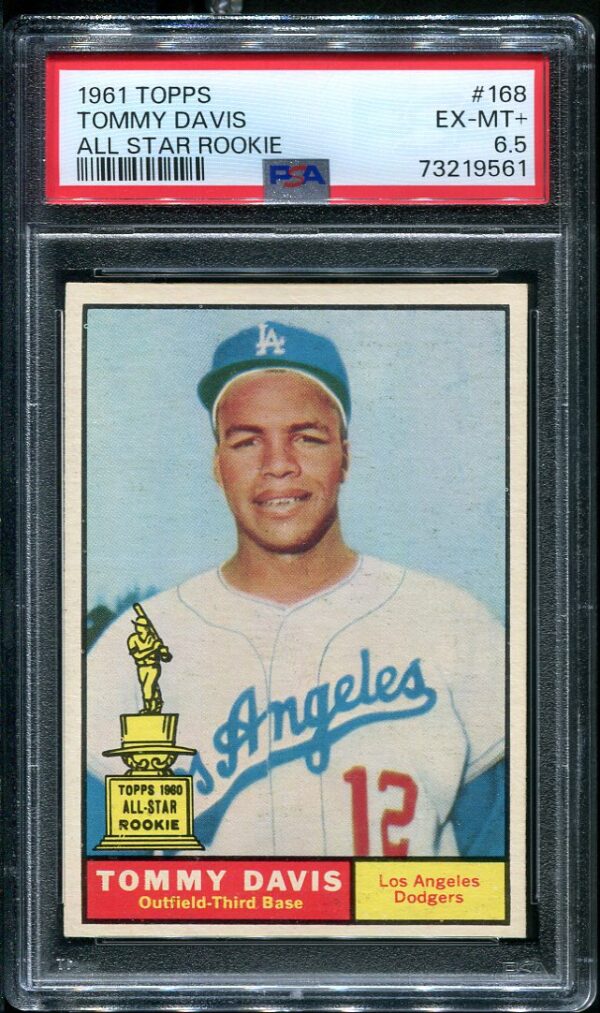 Authentic 1961 Topps #168 Tommy Davis PSA 6.5 Baseball Card