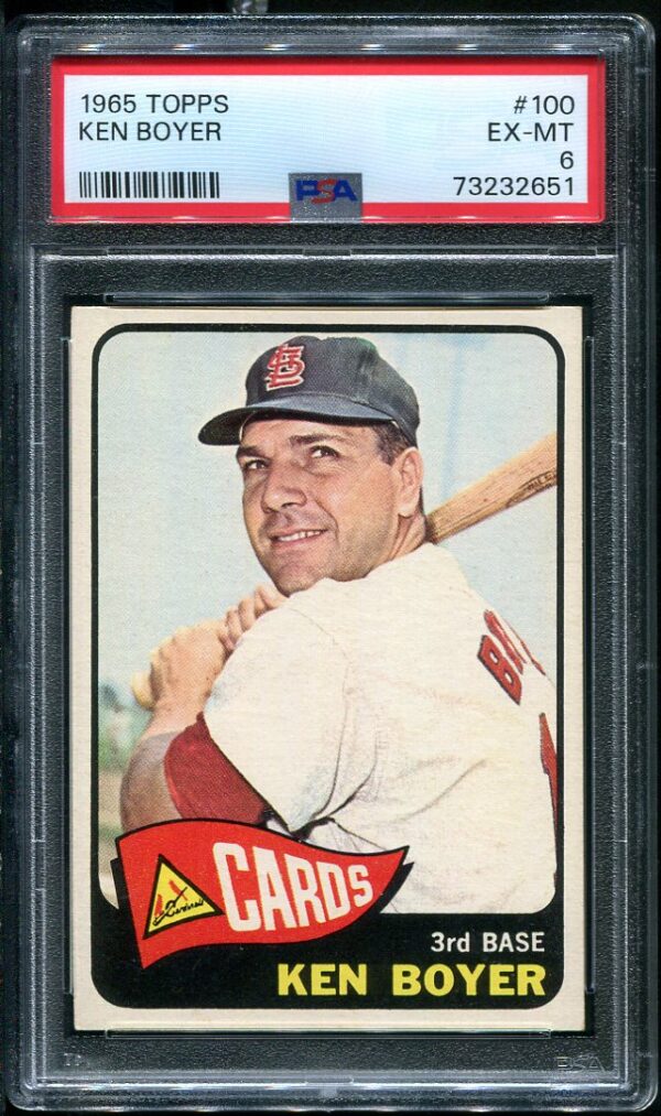 Authentic 1965 Topps #100 Ken Boyer PSA 6 Baseball Card