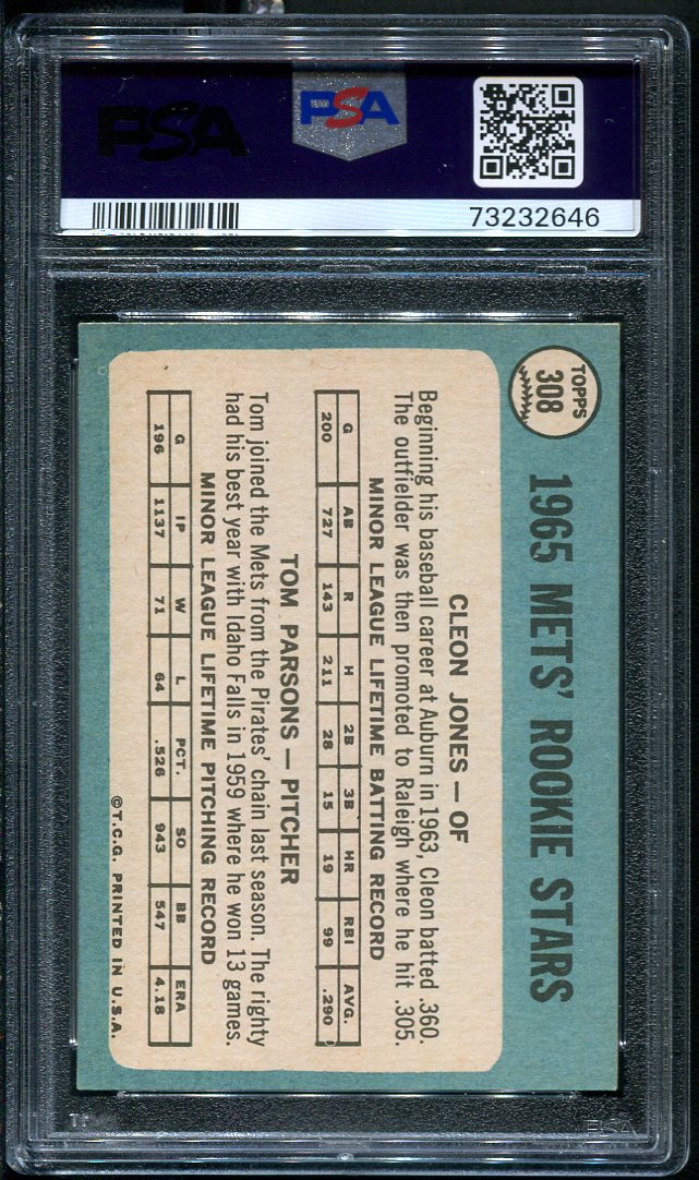 1965 Topps #308 Cleon Jones RC PSA 6 (73232646) - All Star Cards Inc