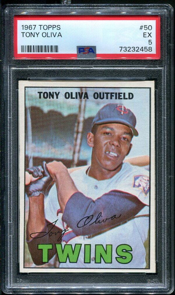 Authentic 1967 Topps #50 Tony Oliva PSA 5 Baseball Card