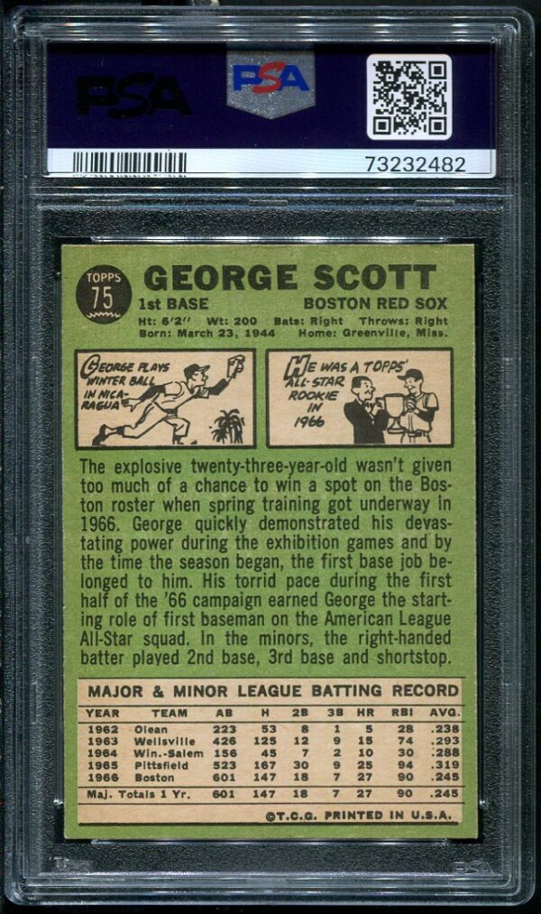 Authentic 1967 Topps #75 George Scott PSA 7 Baseball Card