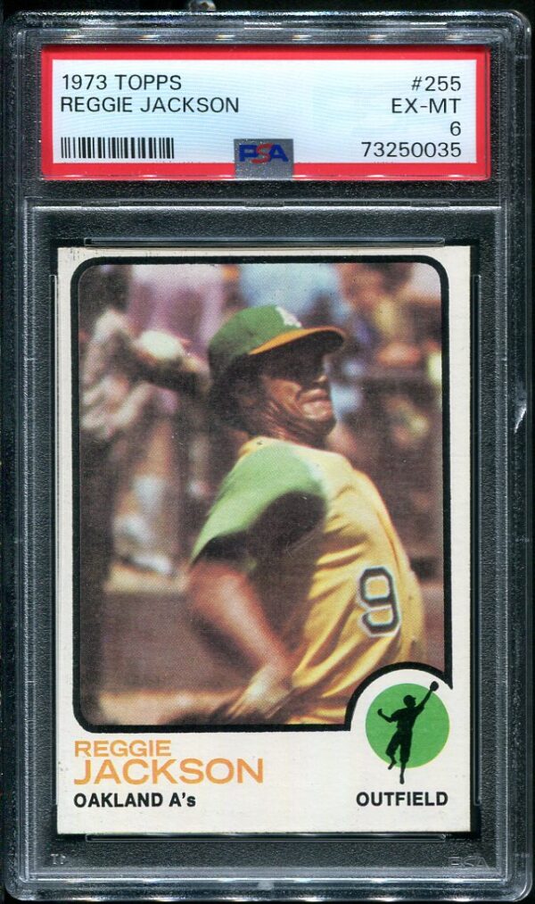 Authentic 1973 Topps #255 Reggie Jackson PSA 6 Baseball Card