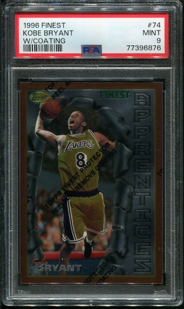 Authentic 1996 Topps Finest #74 Kobe Bryant (With Coating) PSA 9 Rookie Basketball Card