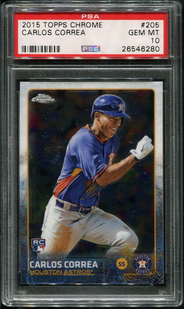 Authentic 2015 Topps Chrome #205 Carlos Correa GEM MINT PSA 10 Baseball card