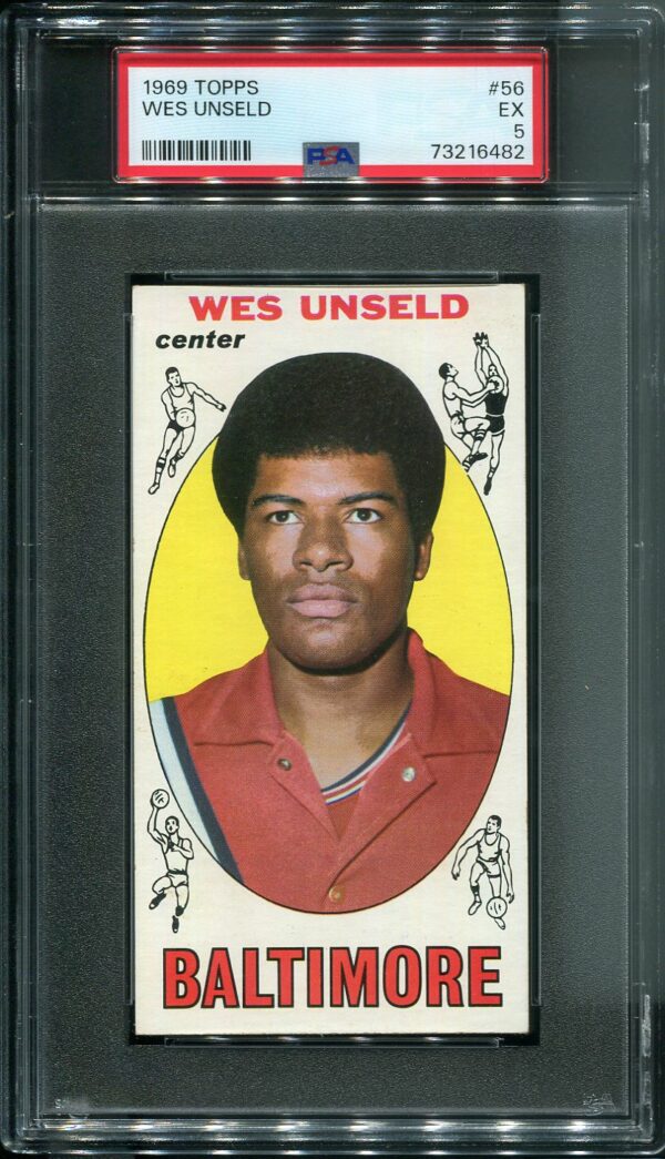 Authentic 1969 Topps #56 Wes Unseld PSA 5 Rookie Basketball Card