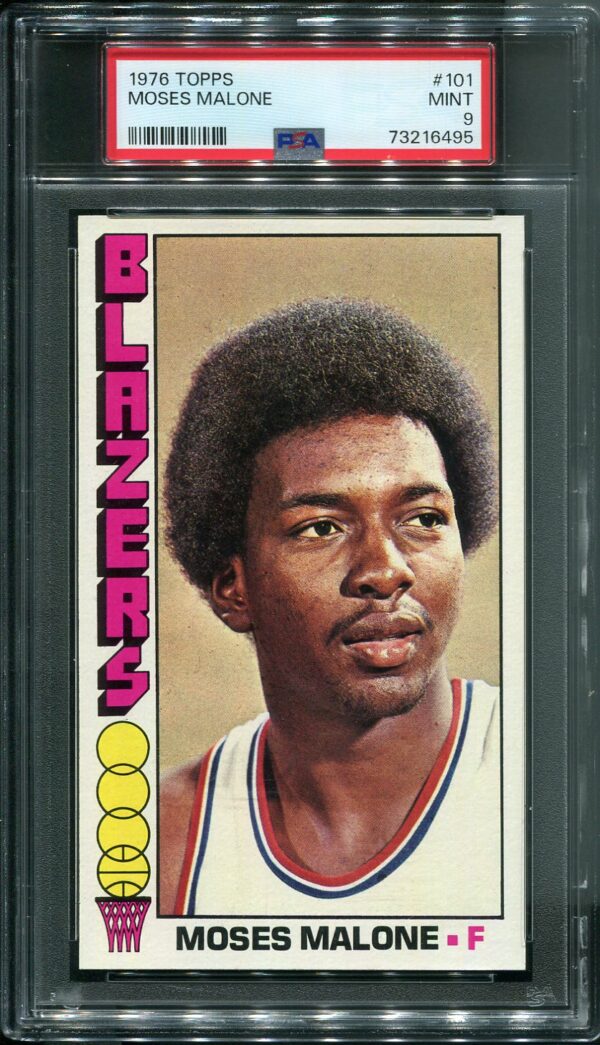 Authentic 1976 Topps #101 Moses Malone PSA 9 Basketball Card