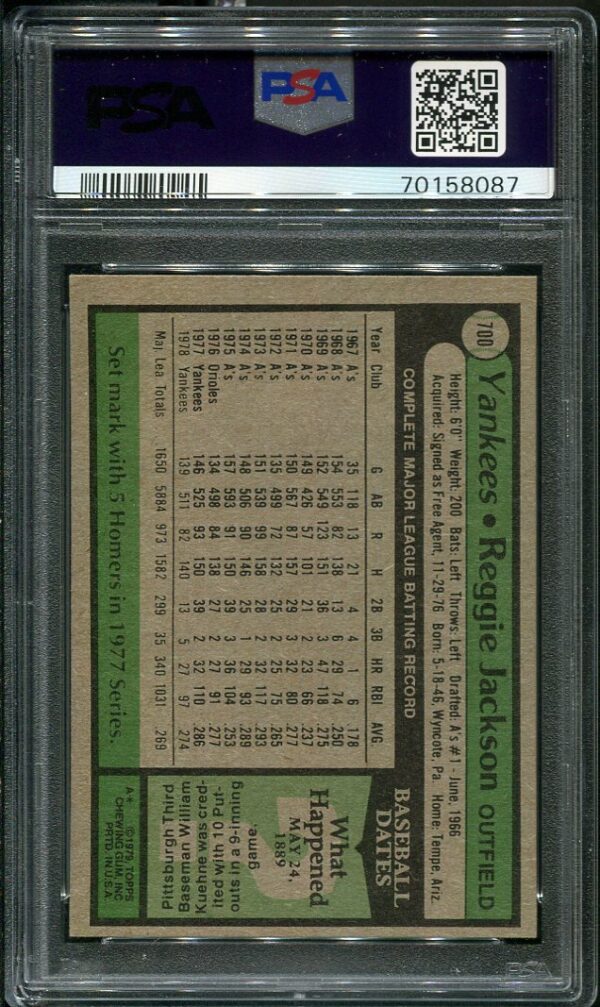 Authentic 1960 Topps #700 Reggie Jackson PSA 8 Baseball Card