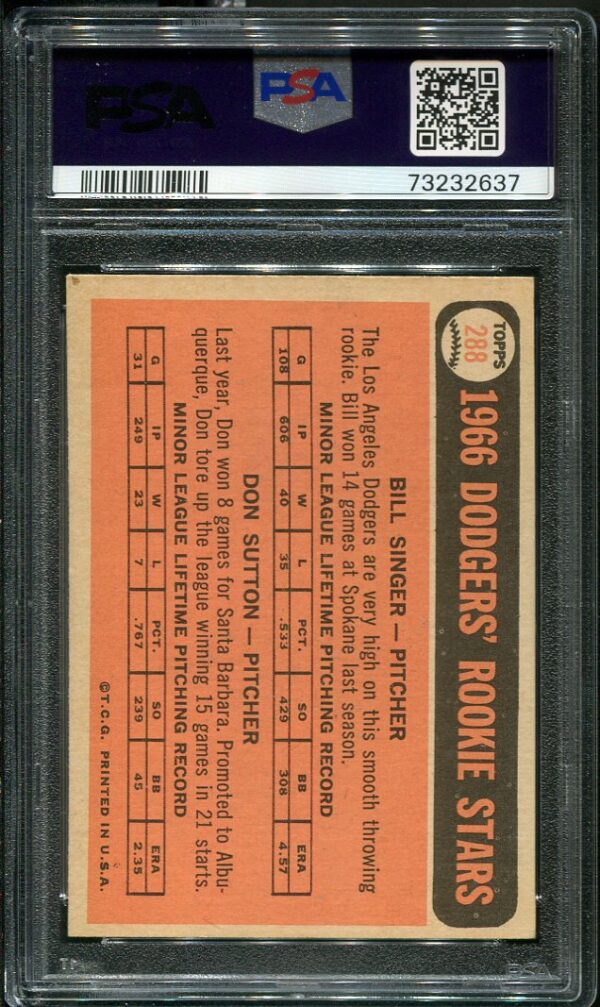 Authentic 1966 Topps #288 Don Sutton PSA 6 Rookie Baseball Card